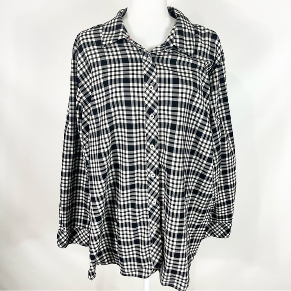 Talbots Tops - Talbots Plaid Blouse With Metallic Thread Accents Size 3X